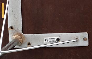 An Arne Jacobsen palisander and steel table, Fritz Hansen 1966.