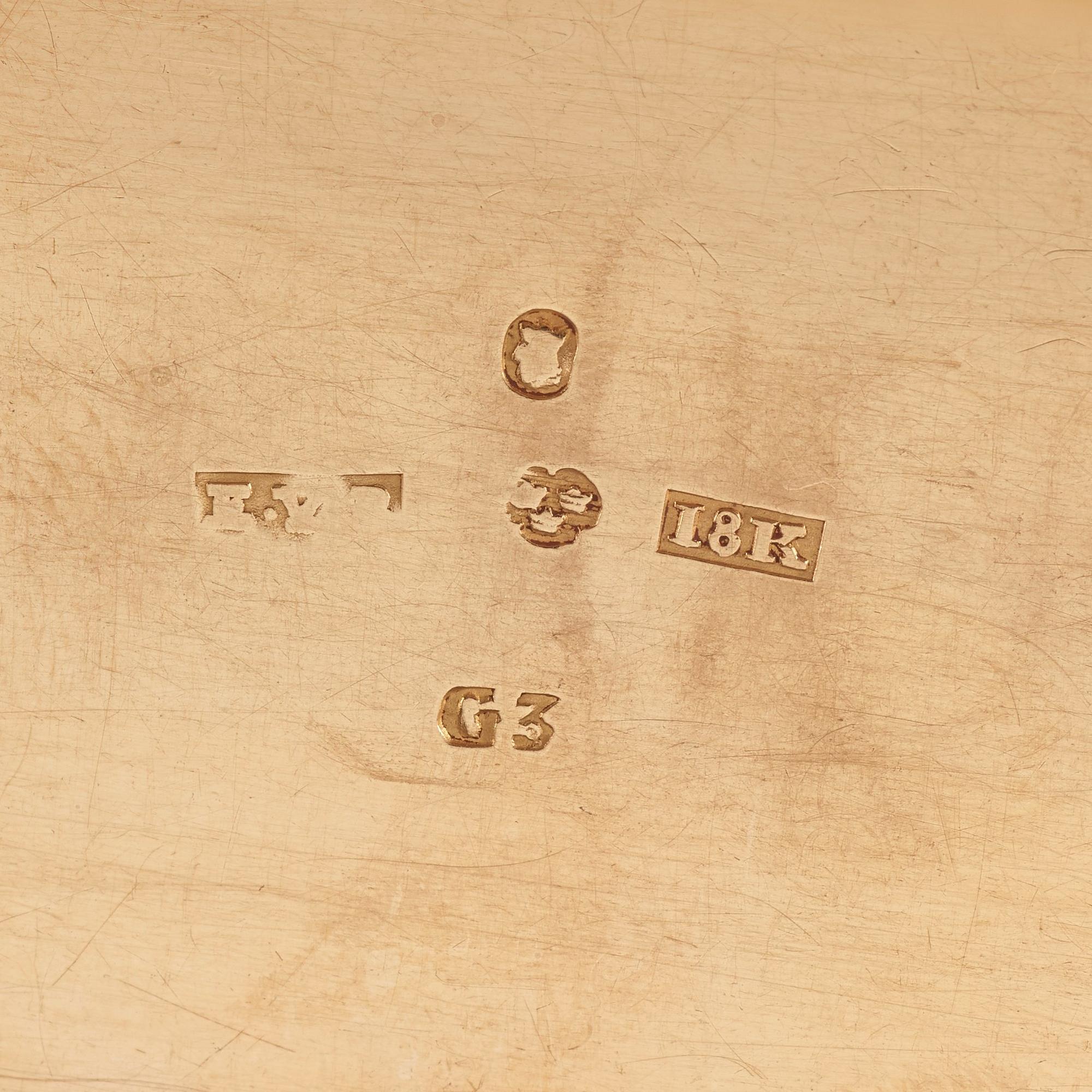 DOSA, guld 18K, av Erik Ytterbom, Stockholm 1813. Empire.