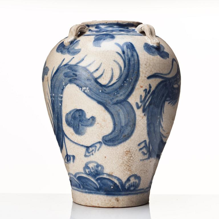 A blue and white jar, South East Asia, Vietnamn,  17th/18th Century.