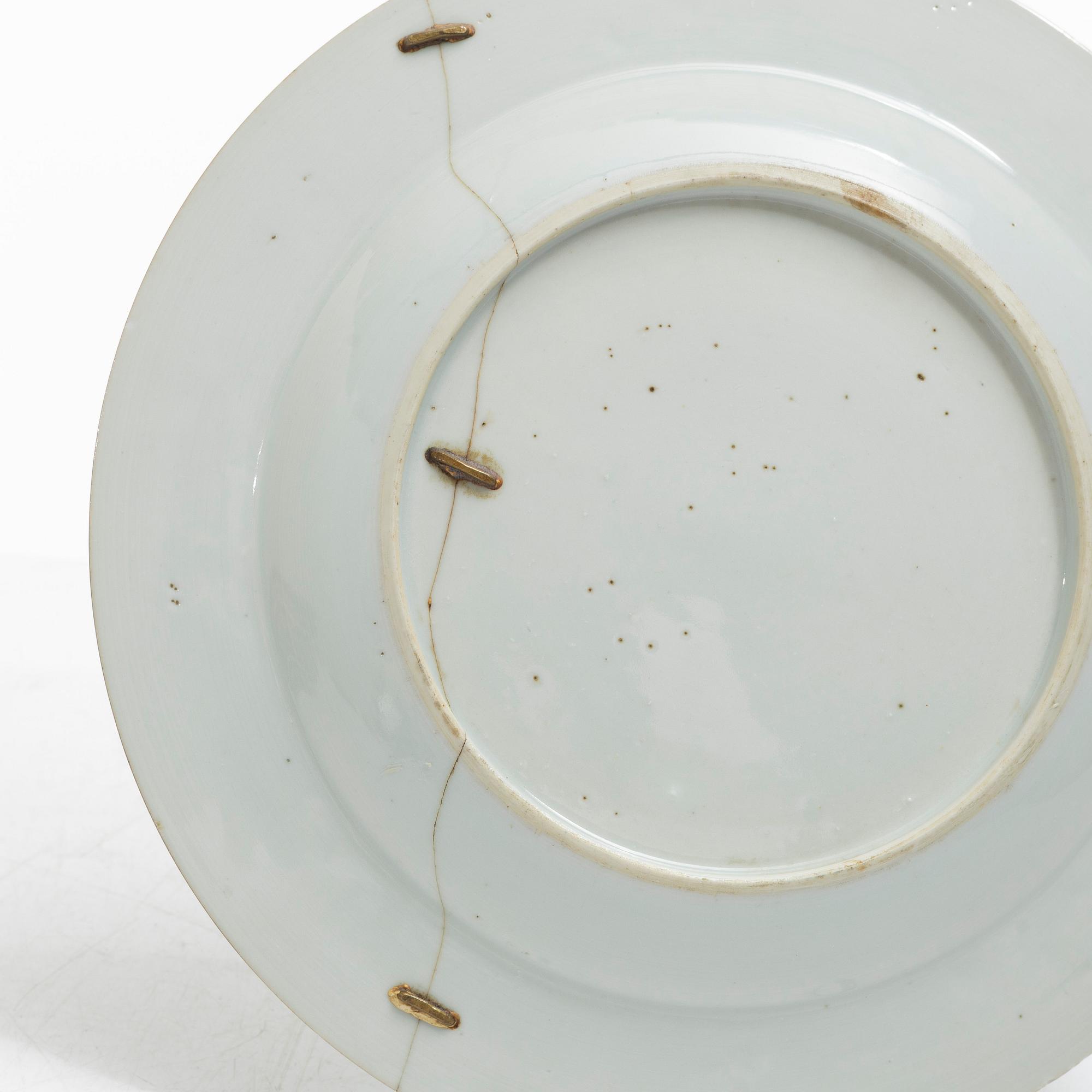 Eleven blue and white porcelain plates, China, Qing dynasty 18th century.