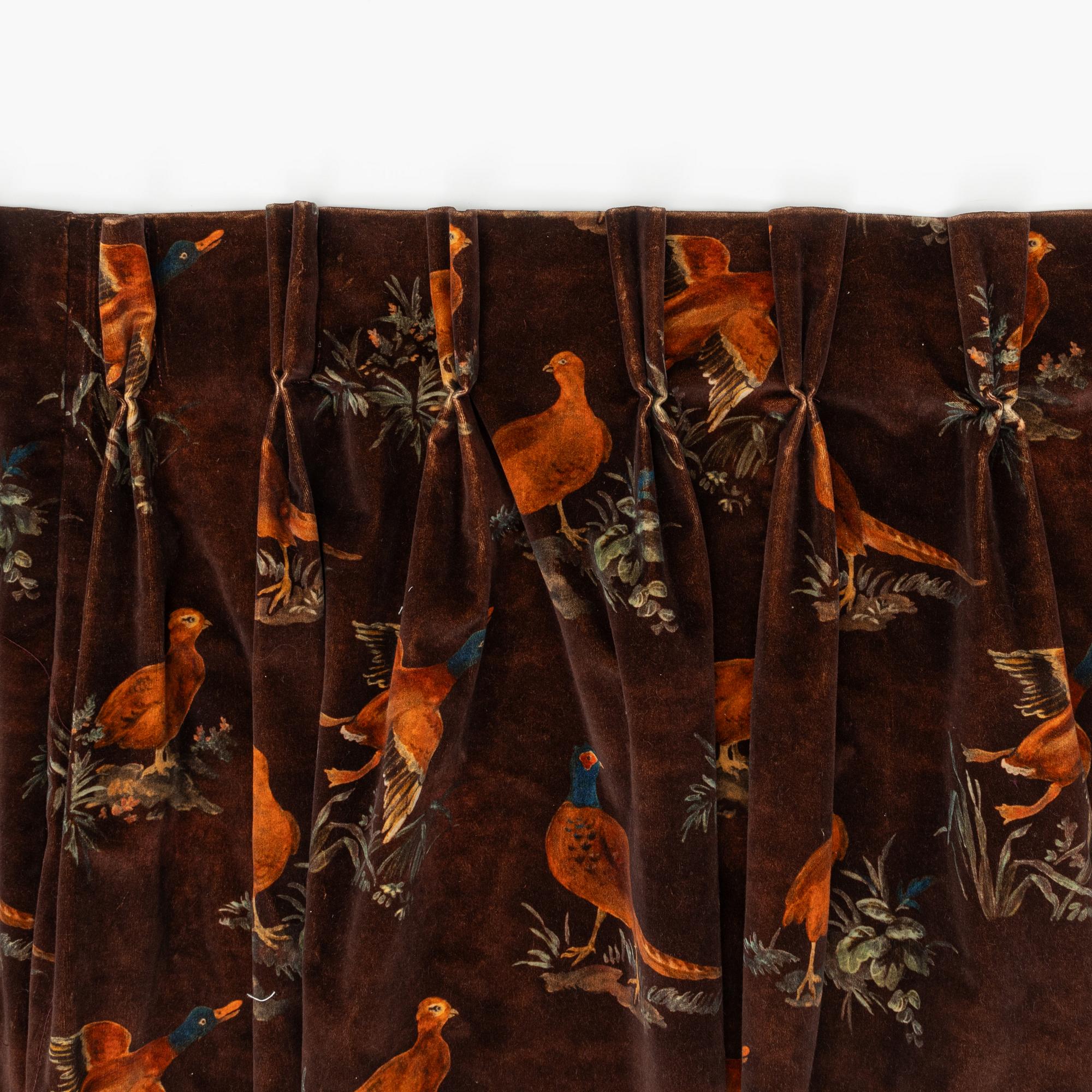 A pair of 'Game Show Spice' curtains and a blind, Mulberry Home/GP & J Baker, England, 2023.