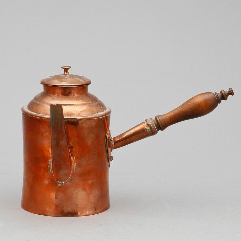 CHOKLADKANNA, koppar, 1800-tal.