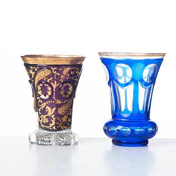 Two Russian cut and gilded beaker glasses, 19th Century.