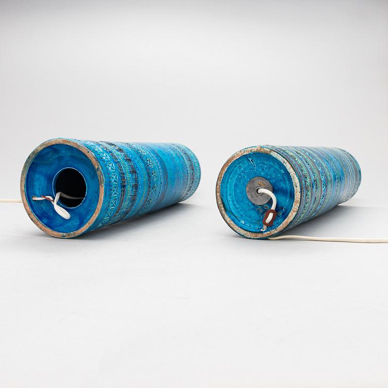 Aldo Londi, A pair of 'Rimini Blu' ceramic table lamps, Bitossi, Italy mid-20th century.