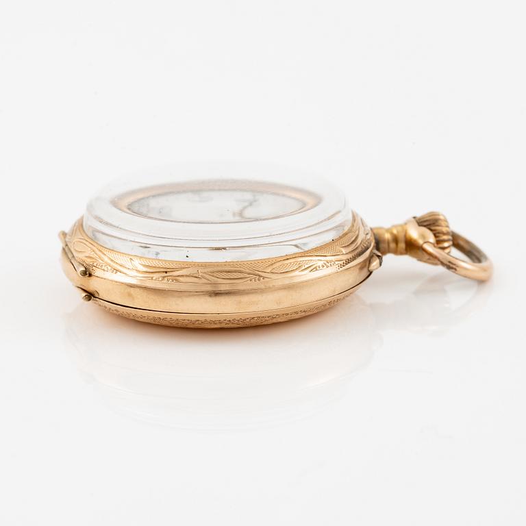 Pocket watch, 14K gold, with stand, 33.5 mm.
