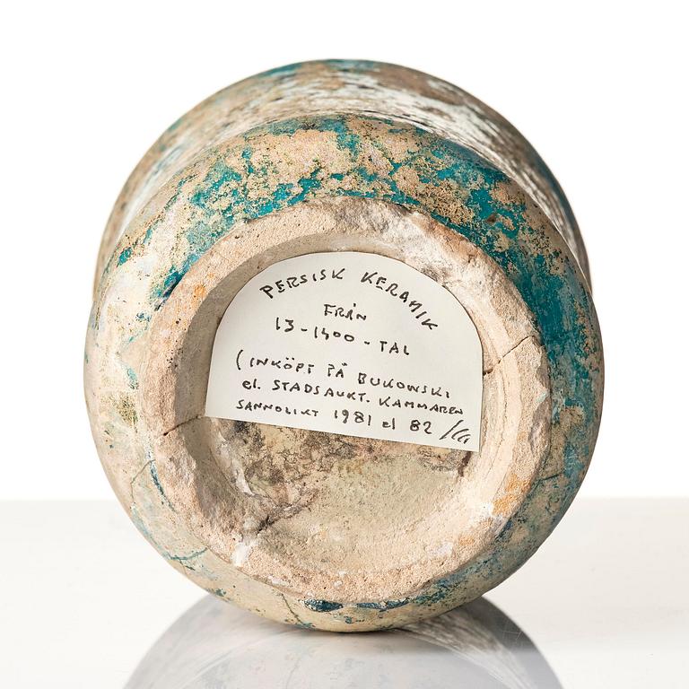 A Kashan pottery jar (Albarello), Persia, 13th century.