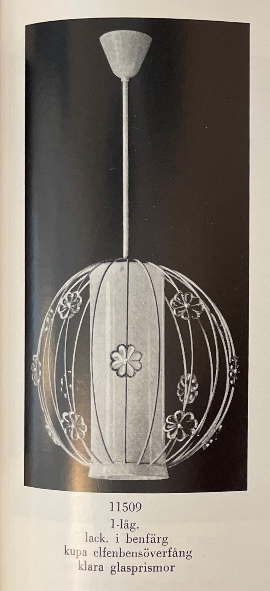 Harald Notini, a rare ceiling lamp model 11509, Arvid Böhlmarks Lampfabrik, Stockholm, 1950s.