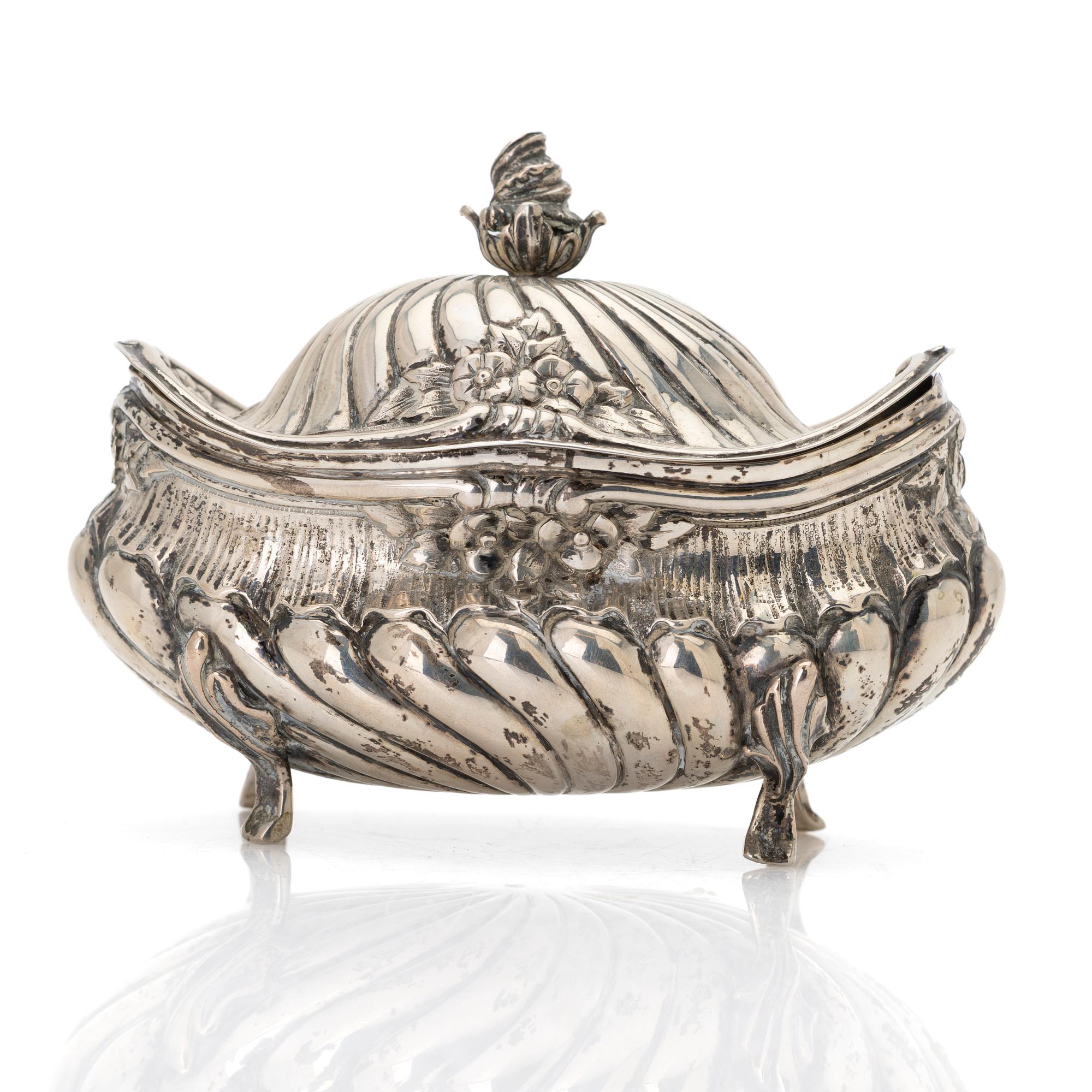 Silver sugar bowl, Historicism, Germany, early 20th century.