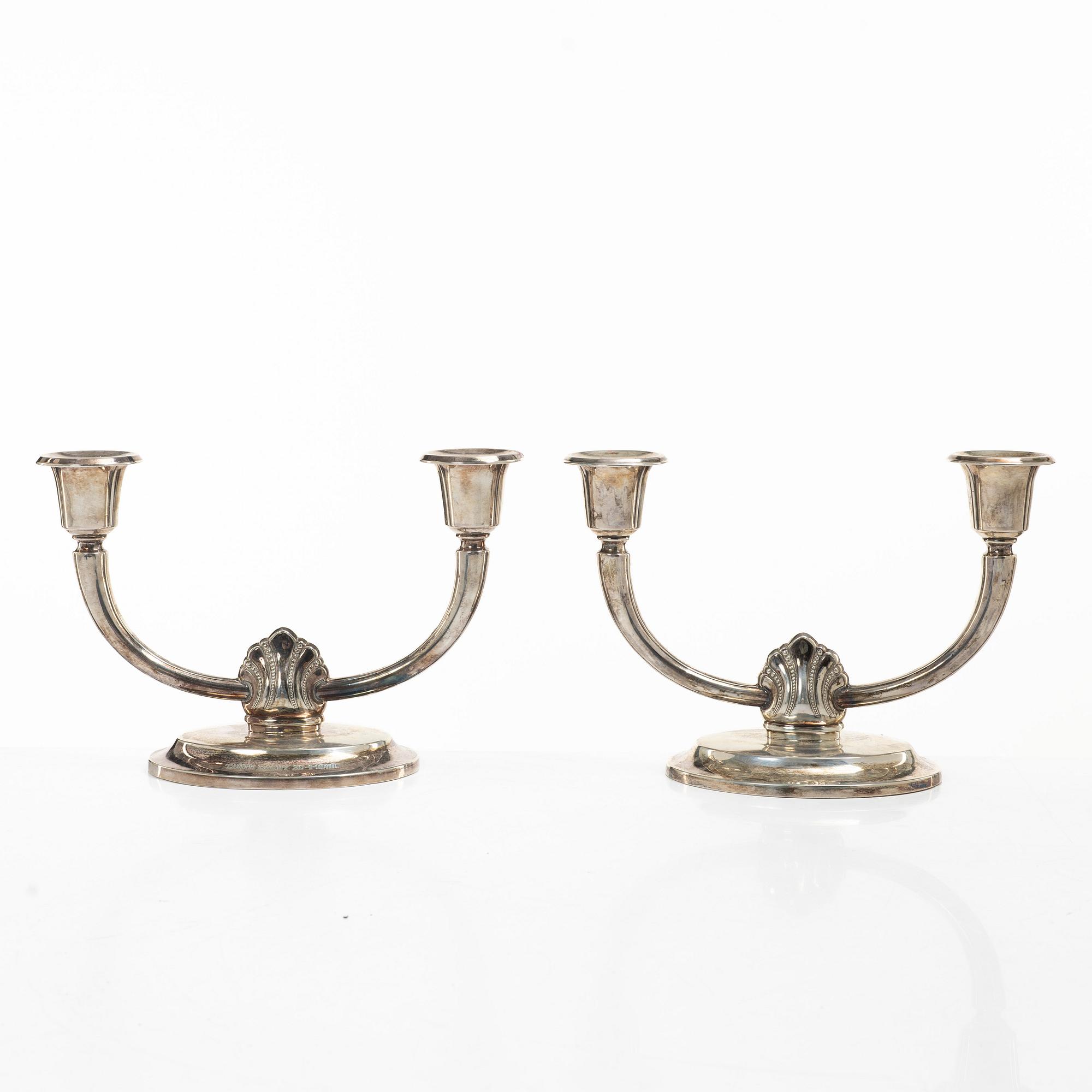 David Andersen, candelabra, a pair, silver, Norway, after 1925.