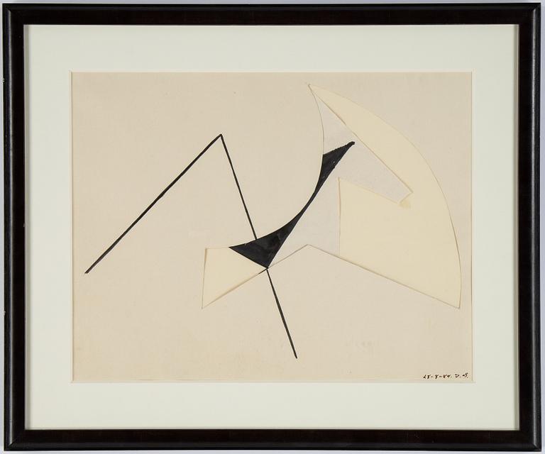 Ib Geertsen, inian ink and collage, signed and dated 28-8-49.