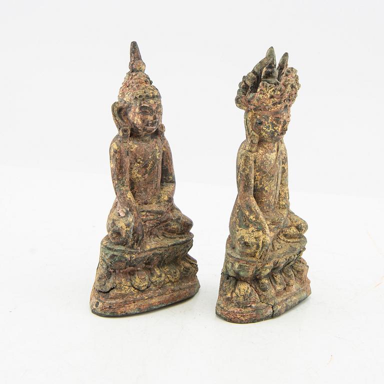 Buddha, 2 pieces, Southeast Asia, circa 1900.