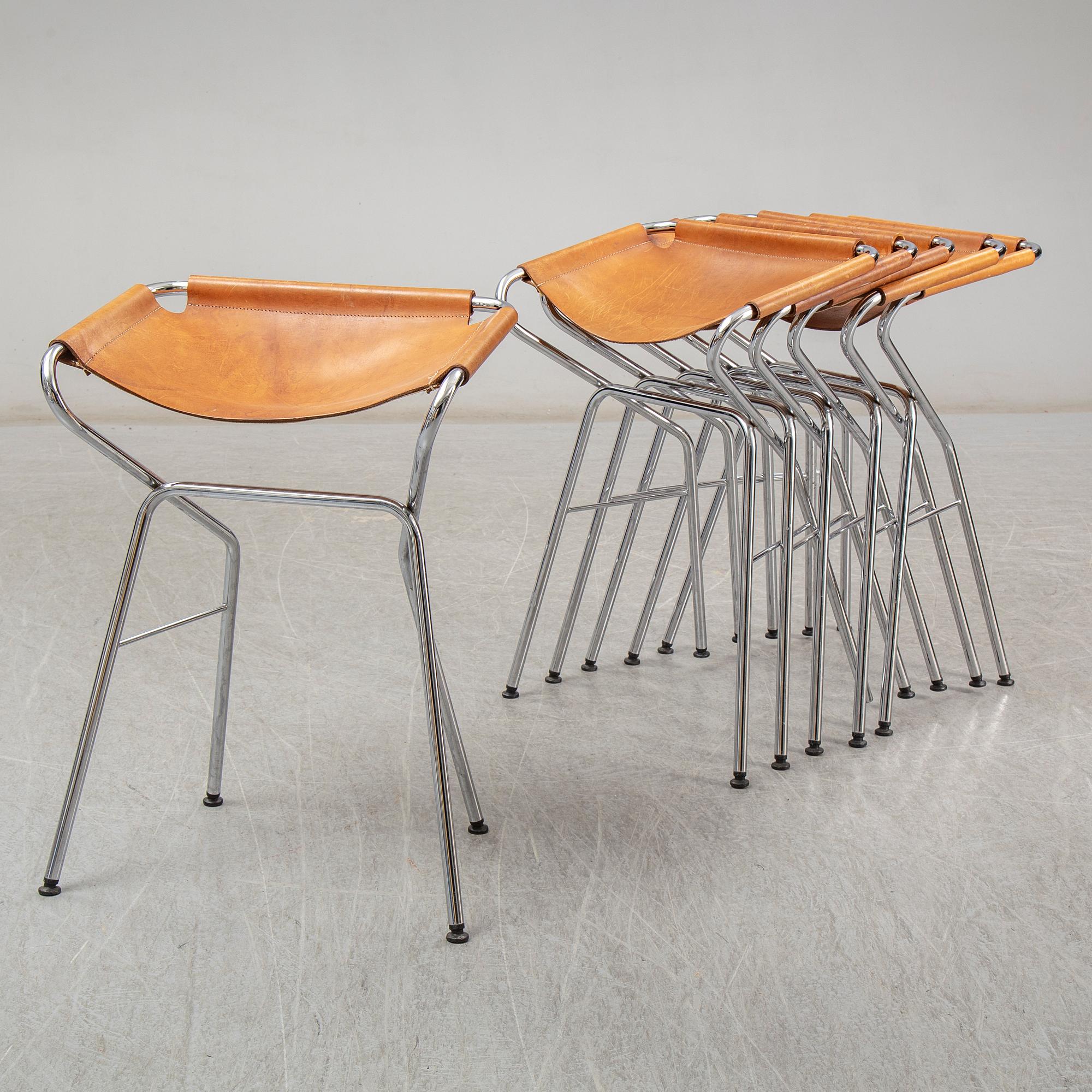 ANNA VON SCHEWEN & BJÖRN DAHLSTRÖM, six steel bar stools from Lammhults. Model designed in 2004.