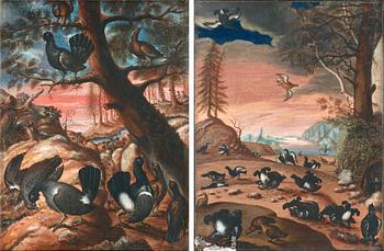 457. Friedrich Hiertstedt, A forest landscape with birds.