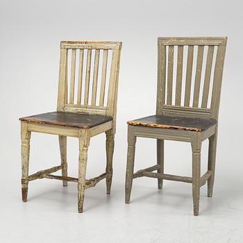 A set of six painted chairs, 18th Century.