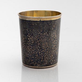A Russian silver beaker, unidentified maker's mark, assay master Nicholai Bubrovin, Moscow 1829.