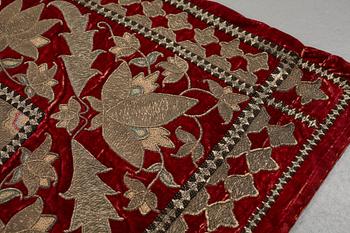 An antique, 18 - 19th century, persian velvet embroidery, ca 150 x 103,5 cm.