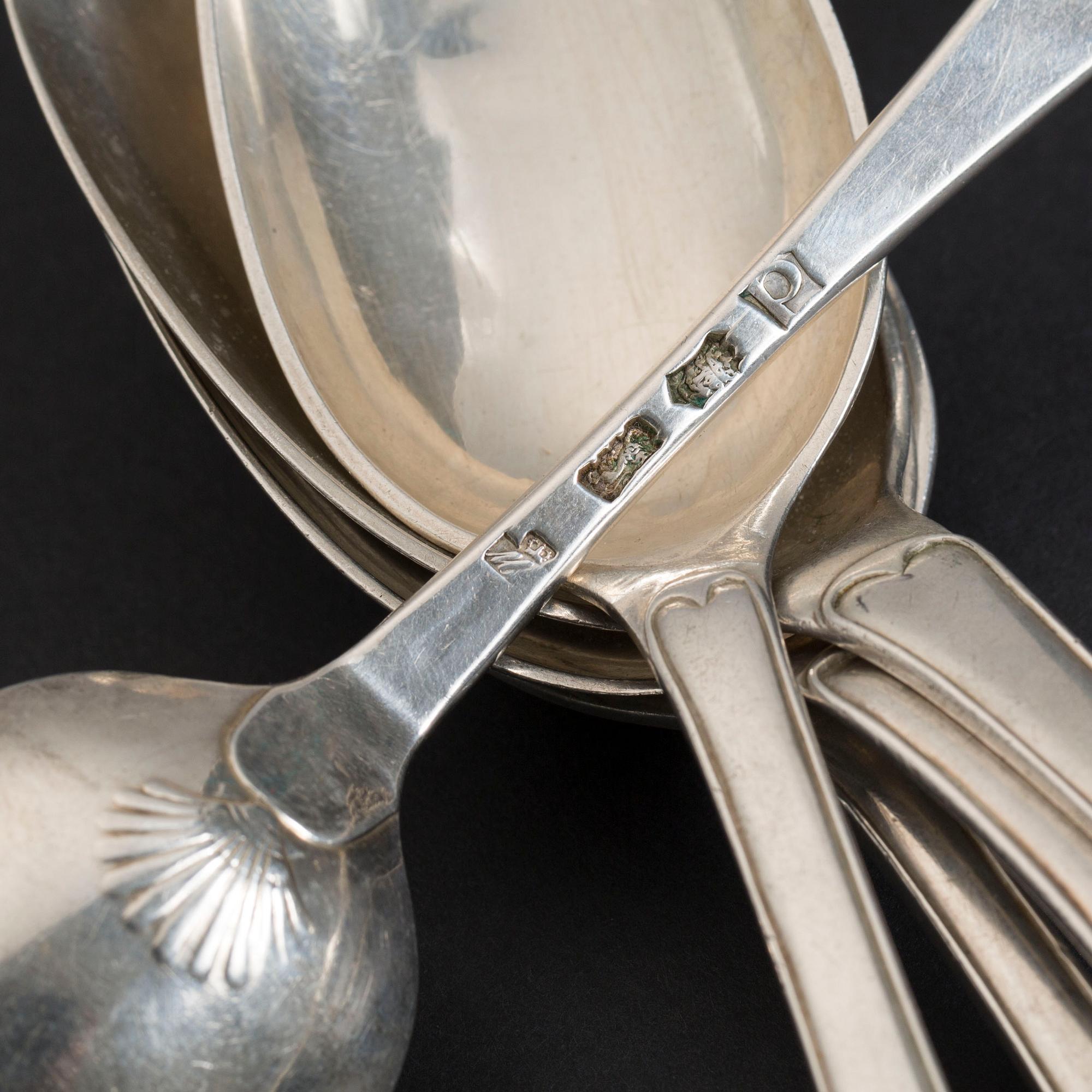 SKEDAR, 5 stycken, olika mästare, silver, vikt 320 g.