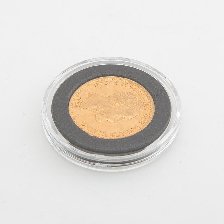 Gold coin Sweden, Oscar II 20 kr, 1884.