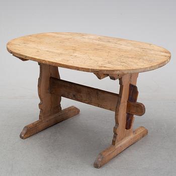 A swedish pine trestle table 18/19th century.