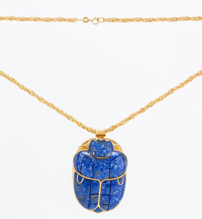 Necklace 18K gold and Lapis Lazuli, Franklin Mint, 331/1000 second half of the 20th century.