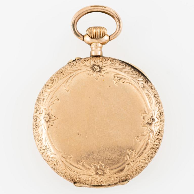 Pocket watch, 14K gold, 36.5 mm.