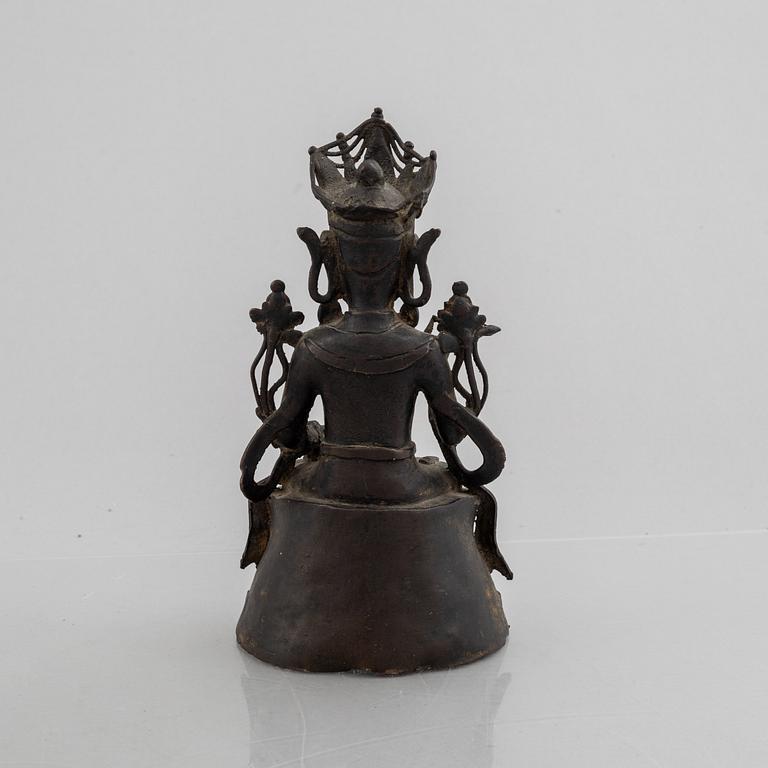 A bronze sculpture of Bodhisattva, Ming dynasty (1368-1644).