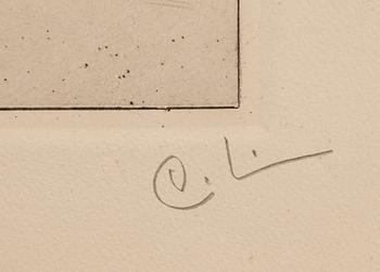 CARL LARSSON, etsning. Monogramsignering.