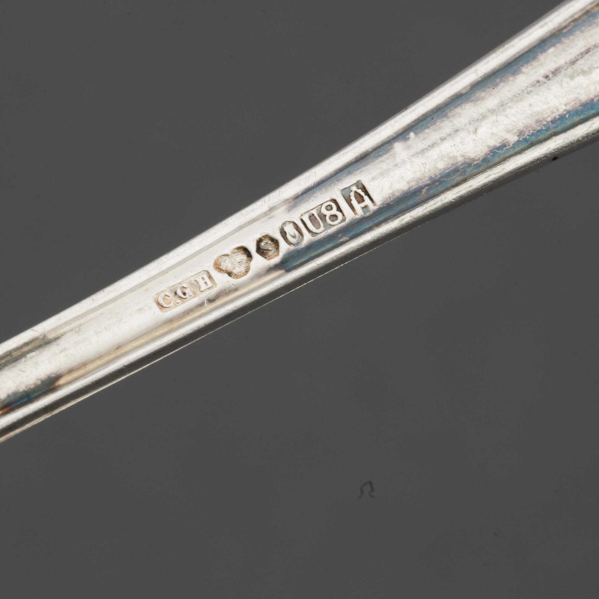 Nine Swedish silver spoons, football memorabilia, 1947-1948 and five spoons, maker's mark CG Hallberg, Stockholm, 1947.