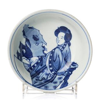 875. A small blue and white dish, Qing dynasty, 19th century.