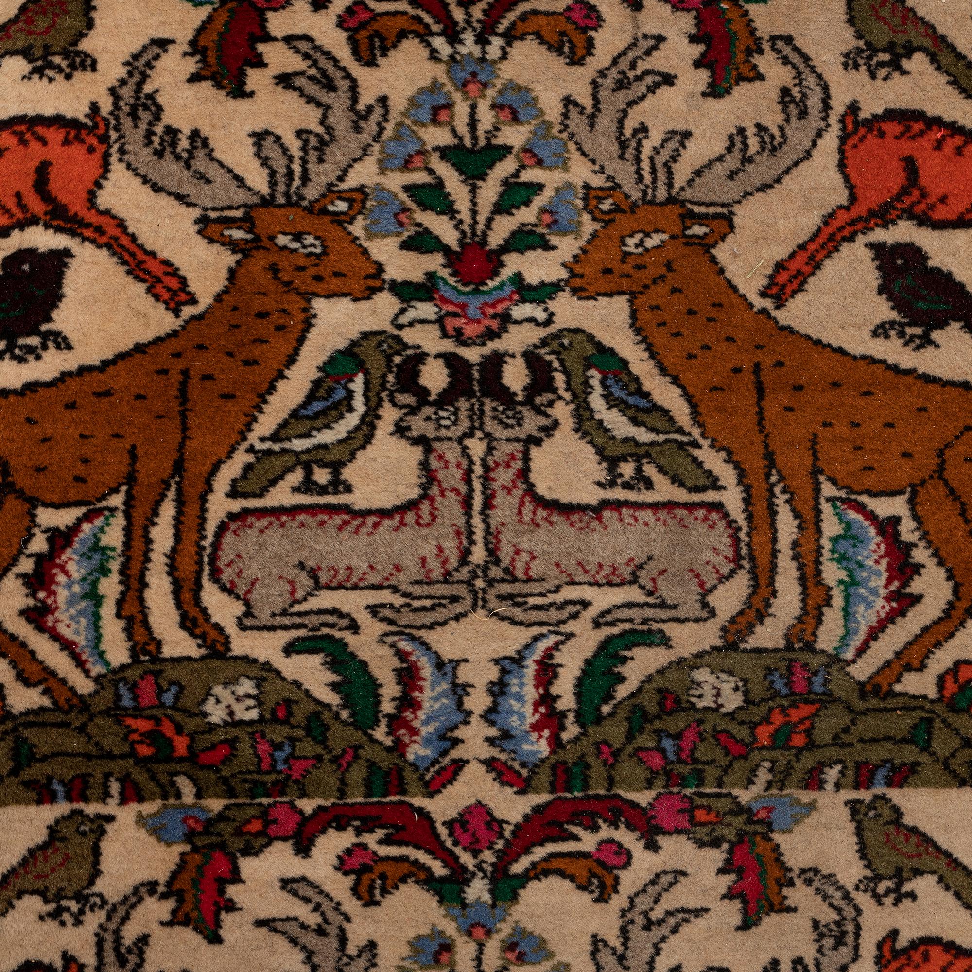 A rug, Old Persian figural, ca 190 x 82 cm.