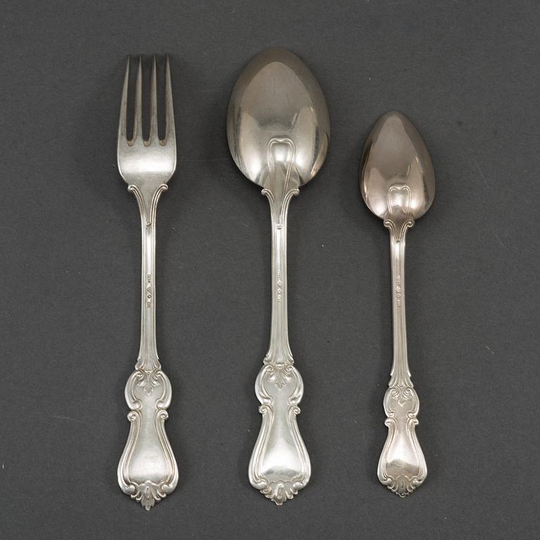 Dessertgafflar 11 st och dessertskedar 10 st, silver, GAB, Stockholm 1910-tal.