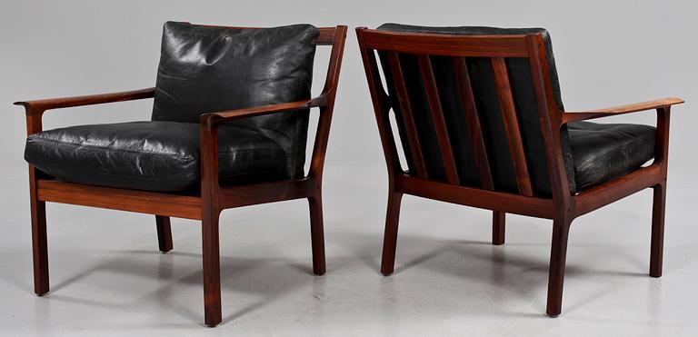 FÅTÖLJER, ett par, "Nr. 935", Fredrik A Kayser, Vatne Möbler, Norge, 1900-talets andra hälft.