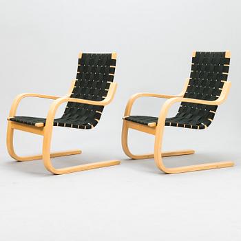 ALVAR AALTO, a pair of late 20th century '406' armchairs for Artek.