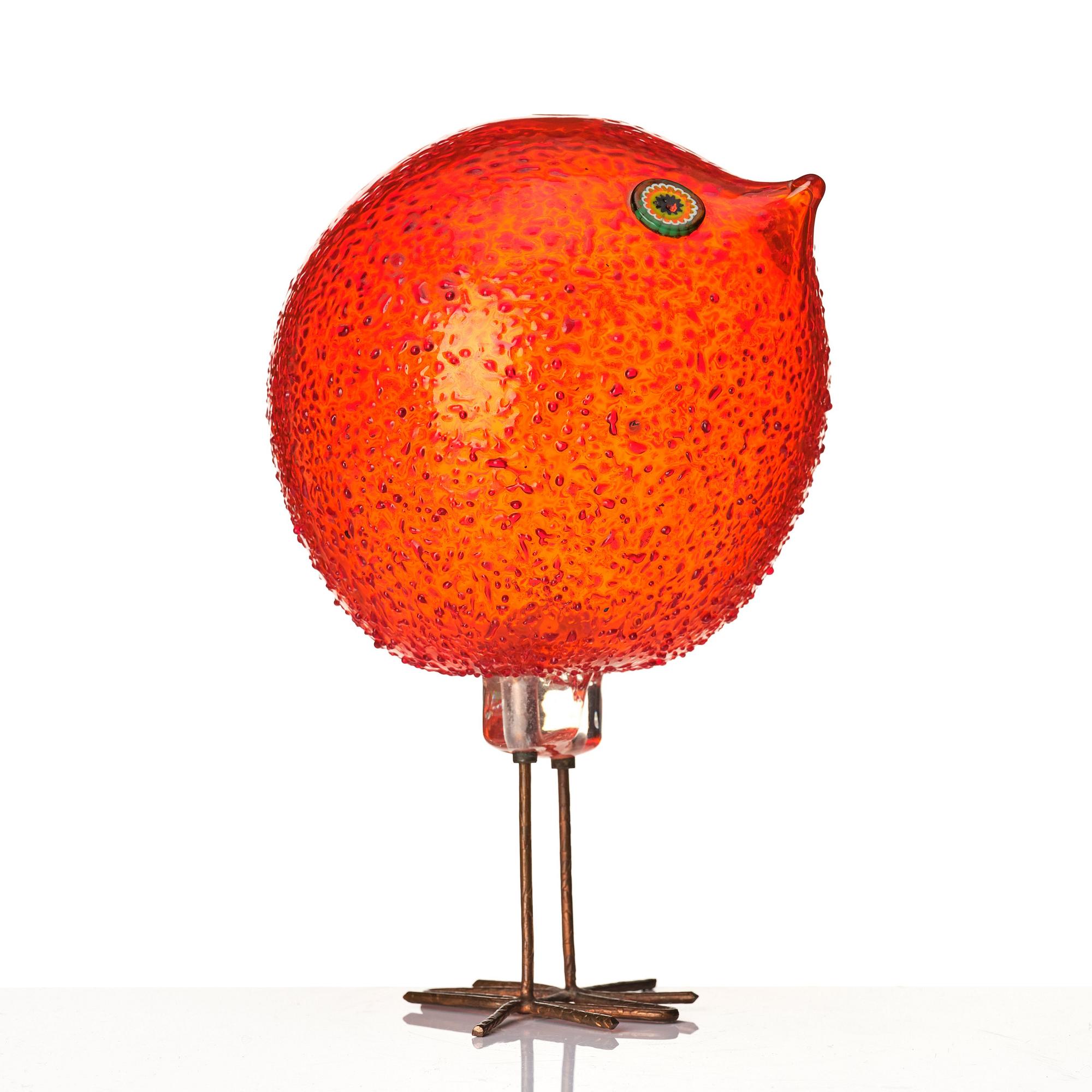 Alessandro Pianon, a 'Pulcino' glass sculpture of a bird, Vistosi, Murano, UItaly 1960s.