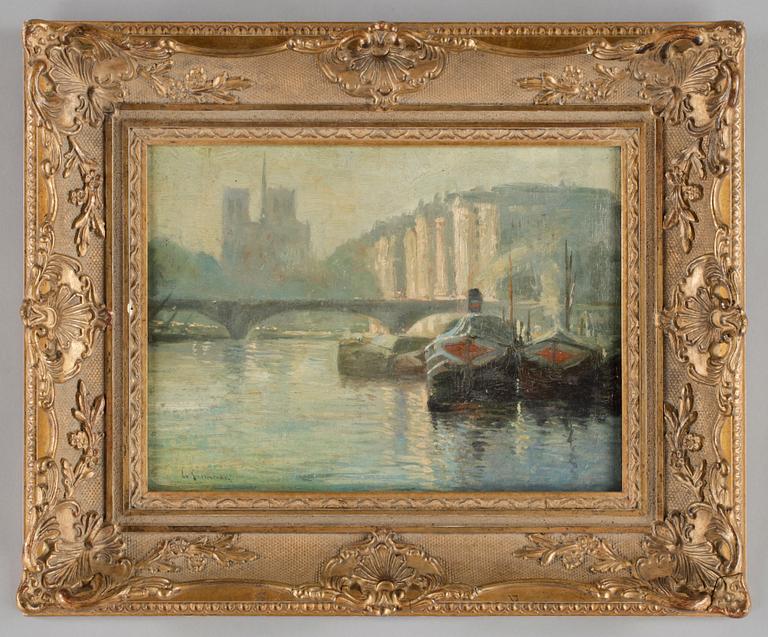 HENRI LE SIDANER, hans art, Olja på duk uppklistrad på pannå, Bär sign.