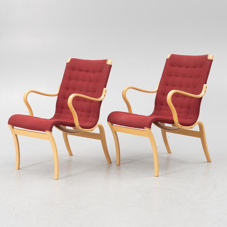 Bruno Mathsson, a pair of "Eva" armchairs, Bruno Mathsson International, second half of the 20th century.