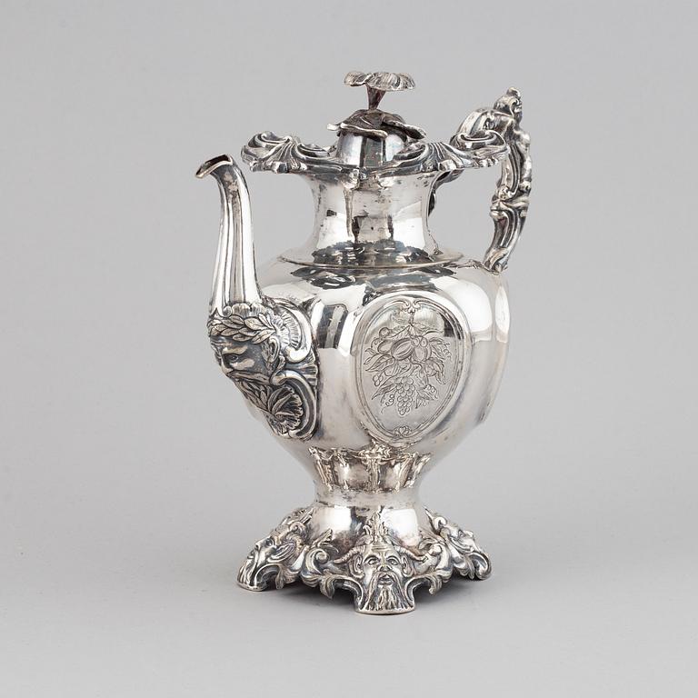 KAFFEKANNA, nysilver, 1800-tal. Nyrokoko.