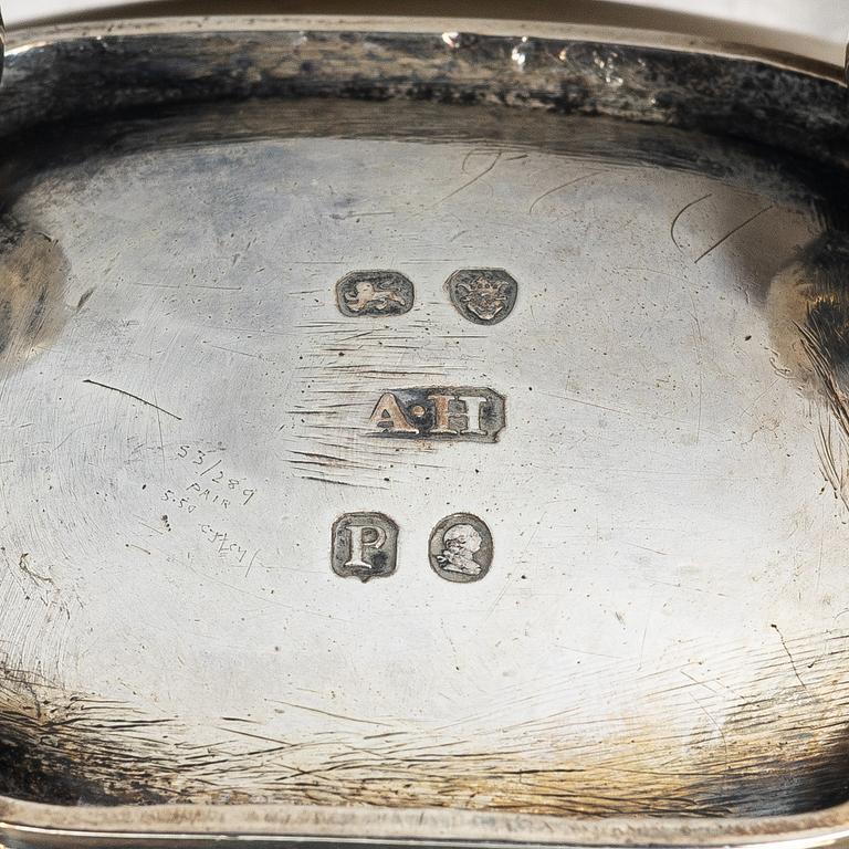 A pair of silver salt cellars, Alexander Hewat, London, England, 1810.