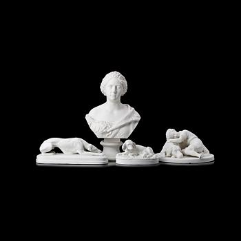 FIGURINER, 4 st, parian, Gustafsberg, 1800/1900-tal.