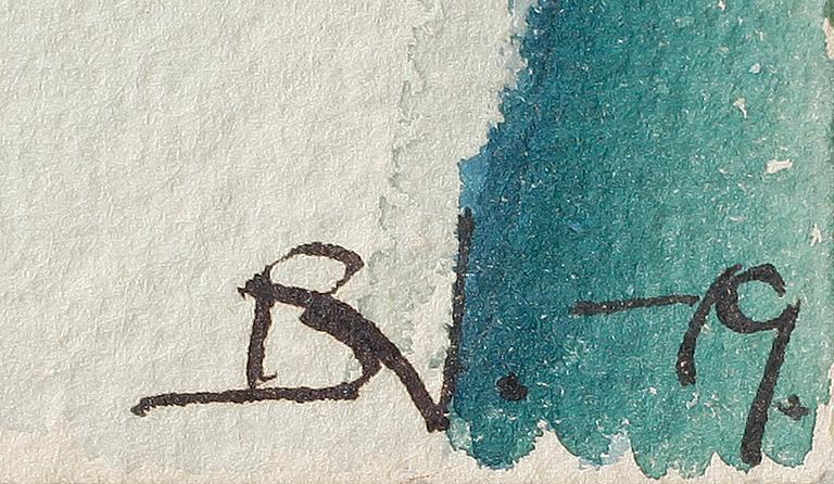 BRITA NORDENCREUTZ, akvarell på papp-pannå, sign BN. o dat -19.