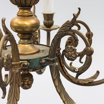 Einar Bäckströms Metallvarufabrik, Chandelier, model 4834/6, mid-20th century, Gustavian style.