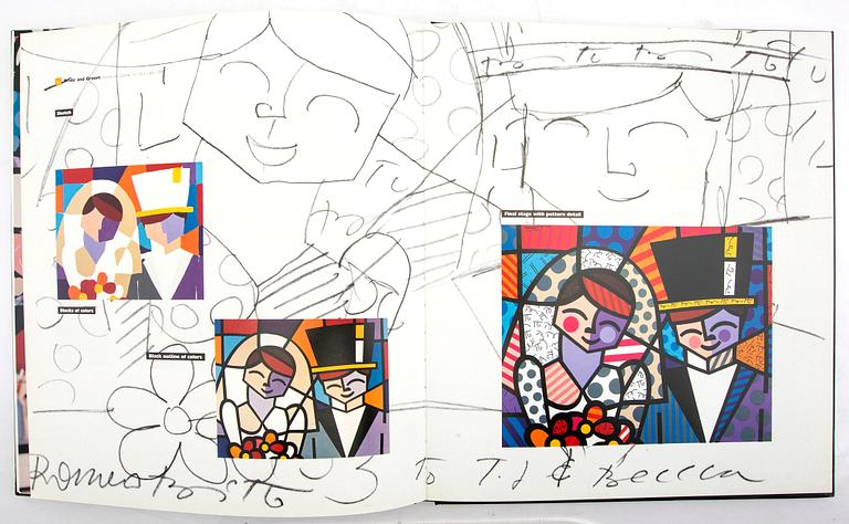 Romero Britto,  book signed and numbered XLII/L  included a lithograph.