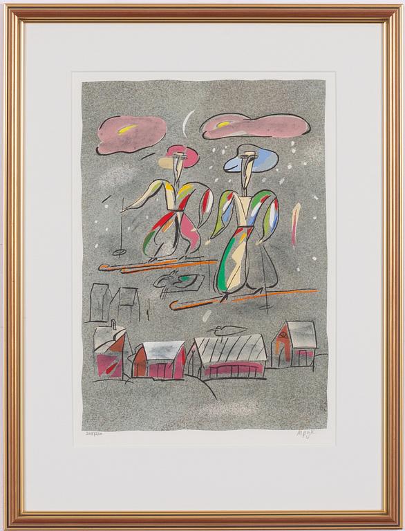 Madeleine Pyk, "Tusen dagar och en dröm", mapp med fyra färglitografier samt bok.