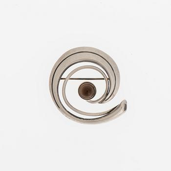 BROSCH, Granit & Co, Helsingfors 1964, silver, cabochonslipad rökkvarts.