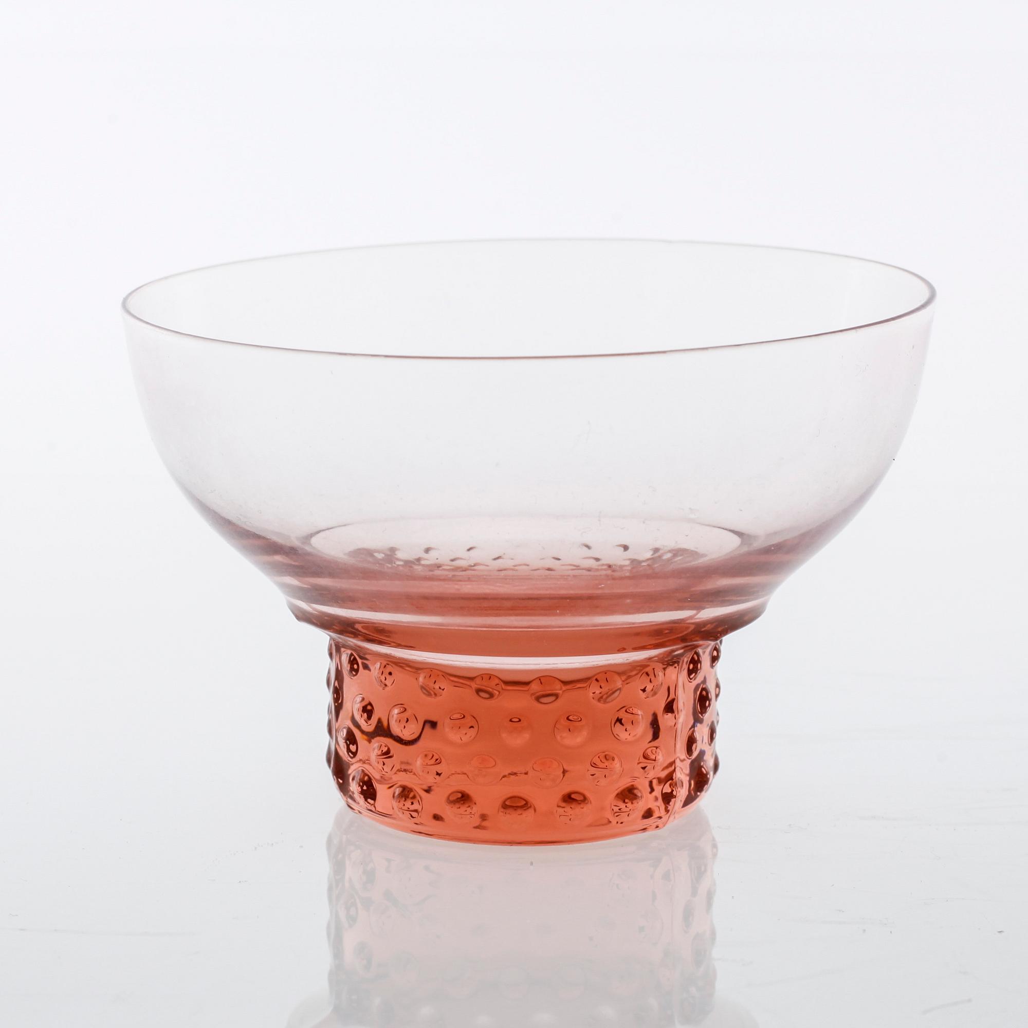 DESSERTSKÅLAR, 16 st, "Tarantella", Glimma Glasbruk, omkring 1900-talets mitt.