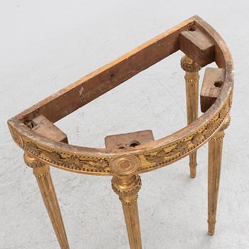 A Gustavian giltwood and white marble console table, Stockholm, late 18th century.