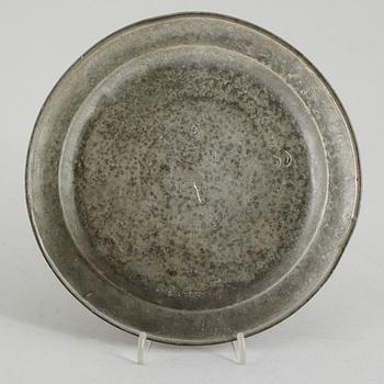 TALLRIK, tenn, Johan Kruth, Norrköping 1760.