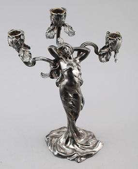 LJUSSTAKE, försilvrad metall, Claude Bonnefond, 1900-talets början.