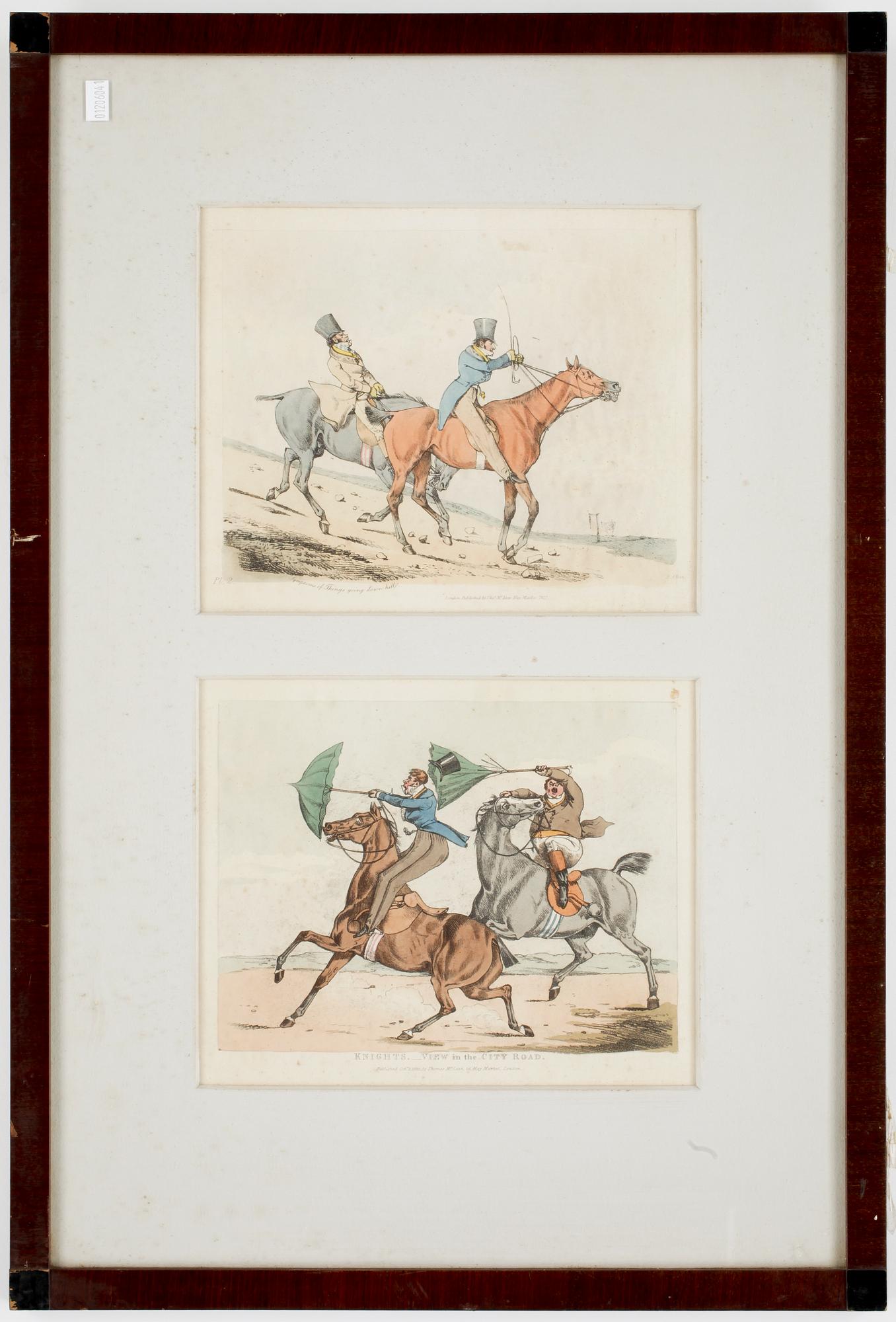 GRAVYRER, 6 st, handkolorerade, England, 1800-tal.