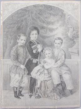 TECKNING, Ryssland, blyerts, ca 1900.